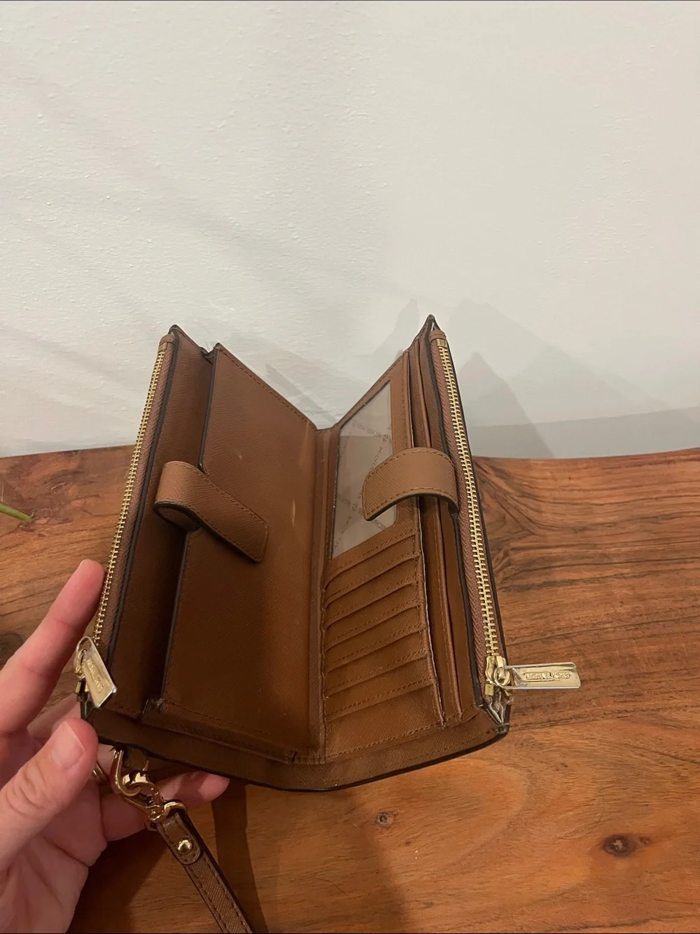 Michael Kors Brown Saffiano Leather Wristlet
